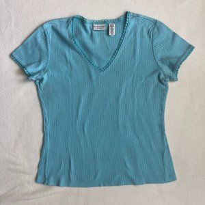 Light Turquoise Short Sleeve Knit Top